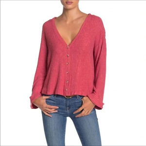 CodexMode Brushed Boyfriend Cardigan Sweater L Coral Pink Long Sleeve Nordstrom